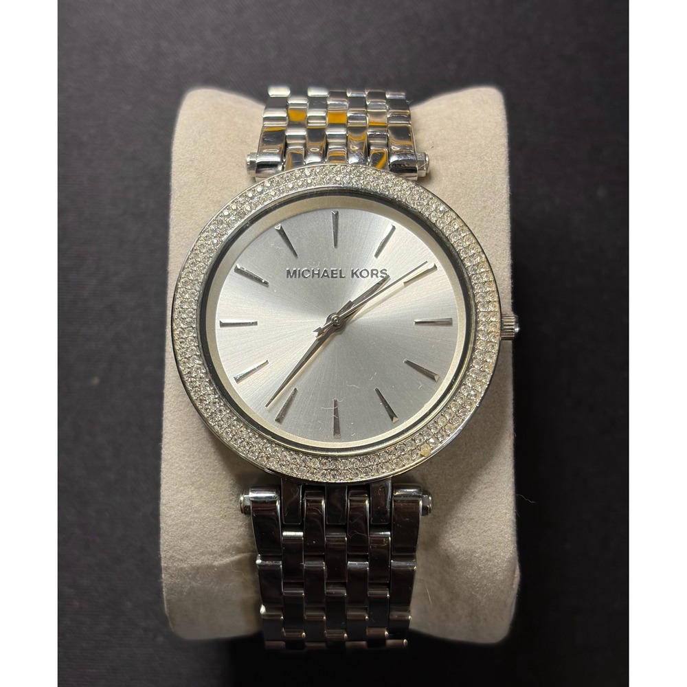 Michael Kors Darci Watch Women Silver‎ Crystal Pave Bezel MK-3190 Wristwatch